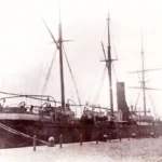 Cunard Lines RMS Hecla i havn imellem 1872 og 1881. Billede: Clydebuiltships.co.uk - Hecla 1860, CC0, via Wikimedia Commons